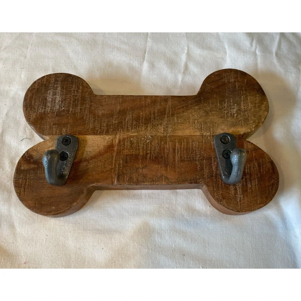 Dog Leash Holder Wall Mount Walking Lead Hanger Key Hook Wood Rack Organizer